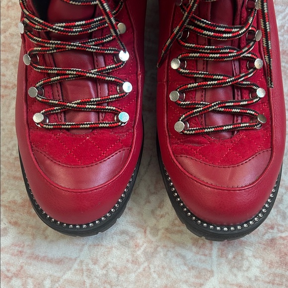 EUC Juicy Couture Red Lace-Up Boots with Black Trim - Picture 6 of 6